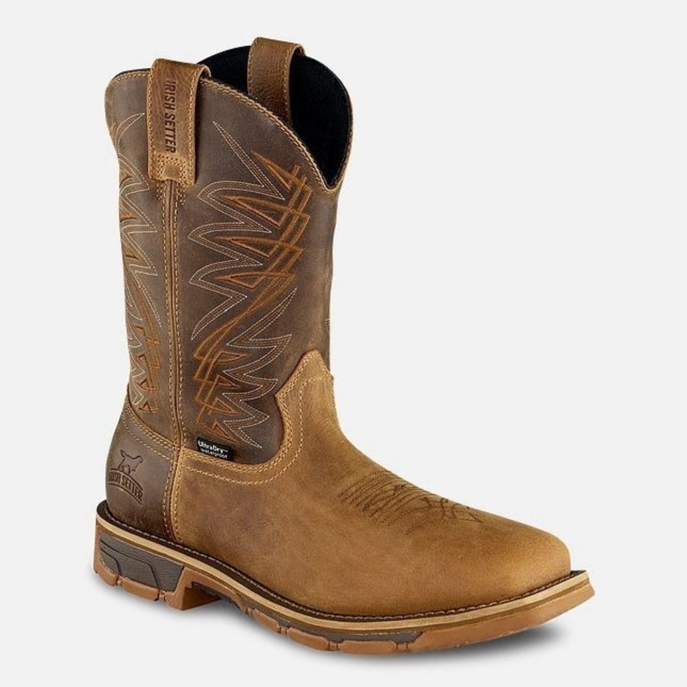 Irish Setter Men's 9.5 E2 Marshall Steel Toe 11"Pull On Work Boots Brown 83912